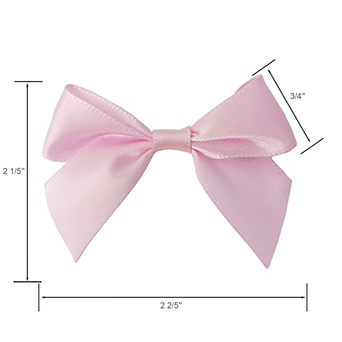 AKLVBL 25 Pack Set Satin Ribbon Bows Pretied Bows with Sticky Gel Pads for Treat Bags, Gift Bags, Bakery Candy Bags and Package Decorating or Gift Decorating (Light Pink)