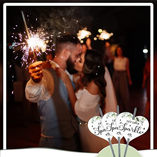 Spakon 50 Pcs Wedding Sparkler for Weddings Sparkler Tags Heart Shape and 1 Pcs Let Love Sparkle Cards, Sparkler Tags Decor Sign for Anniversary, Engagement, Bridal Shower, Cards Only(Novelty Style)