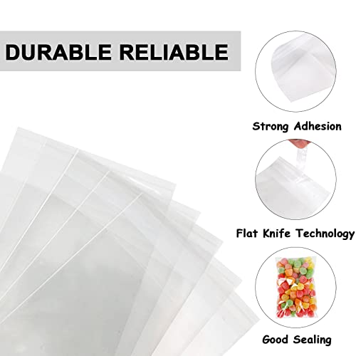 Qtop Cookie Bags 120 Pcs Candy Bags Clear Plastic Bags 4"x6"-1.57 mils Thick Self Sealing OPP Cello Bags, Self Adhesive Bags for Bakery Cookies Goodies Favor Decorative Wrappers