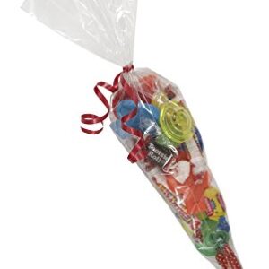 Unique Cone-Shaped Party Cellophane Bags, 17.75" x 7.37", Clear