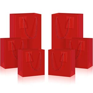 12 pieces valentine red gift bags with handles, mini medium large paper euro totes gift bags, red paper gift wrap bags with cards for xmas holidays birthdays baby shower party