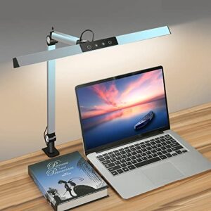 Eye-Caring Desk Lamp for Home Office, Architect Lamp with Clamp, 5 Color Modes & Brightness Levels, 60" Timer, 4-Joint Axis&120°Polarized Design, Flicker-free, 12W Desk Light for Working・Studying