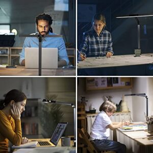 Eye-Caring Desk Lamp for Home Office, Architect Lamp with Clamp, 5 Color Modes & Brightness Levels, 60" Timer, 4-Joint Axis&120°Polarized Design, Flicker-free, 12W Desk Light for Working・Studying