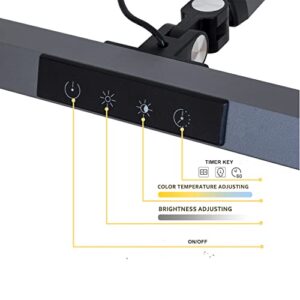 Eye-Caring Desk Lamp for Home Office, Architect Lamp with Clamp, 5 Color Modes & Brightness Levels, 60" Timer, 4-Joint Axis&120°Polarized Design, Flicker-free, 12W Desk Light for Working・Studying