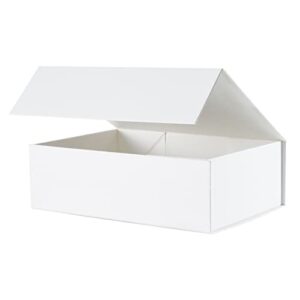 FOCCIUP 11x7.8x3.5 Inches White Gift Box with Magnetic Lid Collapsible Groomsman Shirt Boxes for Clothes Gift Wrap