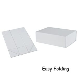 FOCCIUP 11x7.8x3.5 Inches White Gift Box with Magnetic Lid Collapsible Groomsman Shirt Boxes for Clothes Gift Wrap