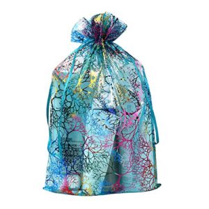 Zwish 50 Pack 8x12 Inches Organza Gift Bags Blue Coralline Style for Toys Candy Chocolate Party Christmas Wedding Favor Gift