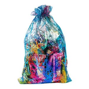 Zwish 50 Pack 8x12 Inches Organza Gift Bags Blue Coralline Style for Toys Candy Chocolate Party Christmas Wedding Favor Gift