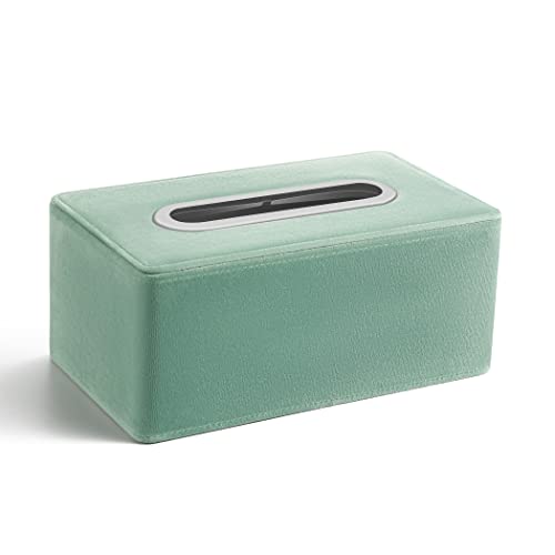 GLOBAL KA Tissue Box Cover Modern Rectangular Tissue Box Holder Decorative Paper, Facial Tissue Holder with Magnetic Bottom for Vanity Countertop Night Stands Office Car Home (Light Celery Green)