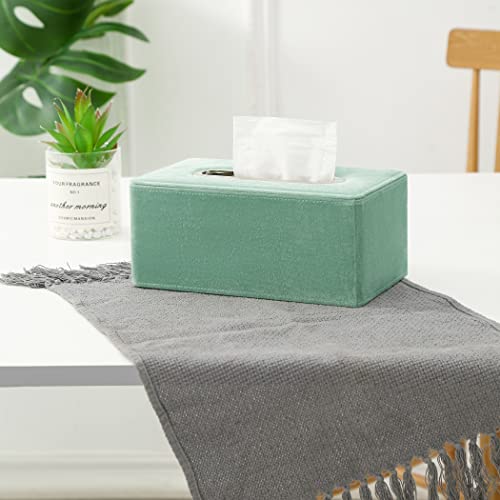 GLOBAL KA Tissue Box Cover Modern Rectangular Tissue Box Holder Decorative Paper, Facial Tissue Holder with Magnetic Bottom for Vanity Countertop Night Stands Office Car Home (Light Celery Green)