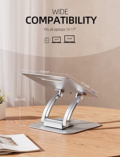 Nulaxy 360 Rotating Laptop Stand for Desk, Laptop Riser Adjustable Height and Angle, Foldable and Portable Travel Laptop Stand, Holds up to 22lbs, Fits All MacBook, Laptops