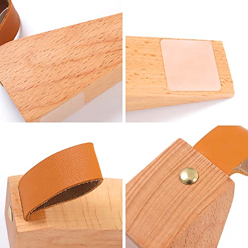 Wood Door Stopper, Solid Wooden Non-Slip Door Wedges, Sturdy and Durable Door Stop Wedge, Door Stopper Fit for Door Bottom Seam (0.2" - 1.3") 1 Pack