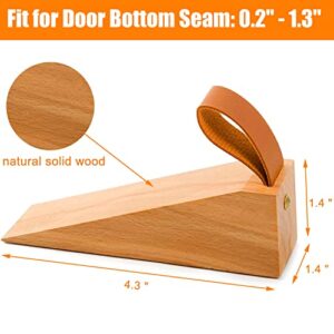 Wood Door Stopper, Solid Wooden Non-Slip Door Wedges, Sturdy and Durable Door Stop Wedge, Door Stopper Fit for Door Bottom Seam (0.2" - 1.3") 1 Pack