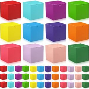 48 pack colorful gift boxes kraft paper cube boxes easy assemble small cardboard boxes with lids for crafting cupcake christmas wedding presents birthday bridesmaids proposal party(4 x 4 x 4 inch)