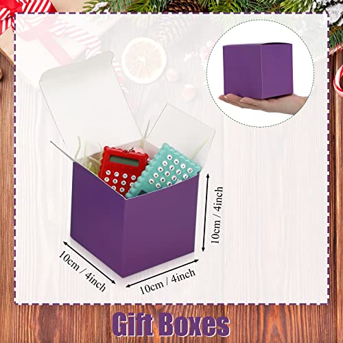 48 Pack Colorful Gift Boxes Kraft Paper Cube Boxes Easy Assemble Small Cardboard Boxes with Lids for Crafting Cupcake Christmas Wedding Presents Birthday Bridesmaids Proposal Party(4 x 4 x 4 Inch)