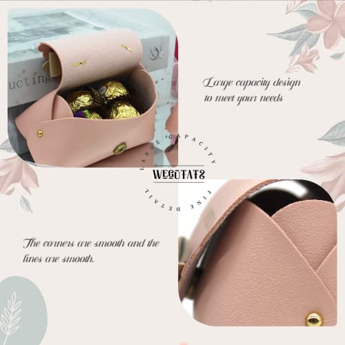 10 pack Pink Leather Bowknot Gift Boxes, Reusable Birthday Party Favor bag Candy Gift Boxs with Gold Bow For Wedding Baby Showers Christmas Party Decoration，5 inches x3.5 inches (Pink)