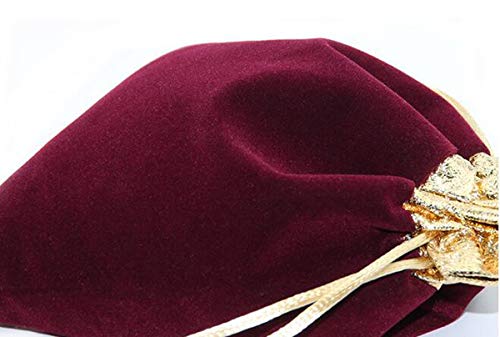 Snadulor 20 Pcs Soft Velvet Drawstring Pouches Bags for Jewelry,Wedding,Gift,Candy Bags,Party Favors,4x5 inch(Wine Red)