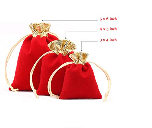 Snadulor 20 Pcs Soft Velvet Drawstring Pouches Bags for Jewelry,Wedding,Gift,Candy Bags,Party Favors,4x5 inch(Wine Red)