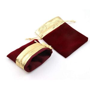 Snadulor 20 Pcs Soft Velvet Drawstring Pouches Bags for Jewelry,Wedding,Gift,Candy Bags,Party Favors,4x5 inch(Wine Red)