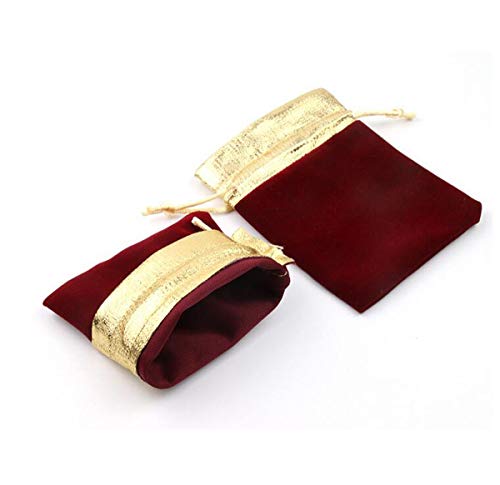 Snadulor 20 Pcs Soft Velvet Drawstring Pouches Bags for Jewelry,Wedding,Gift,Candy Bags,Party Favors,4x5 inch(Wine Red)