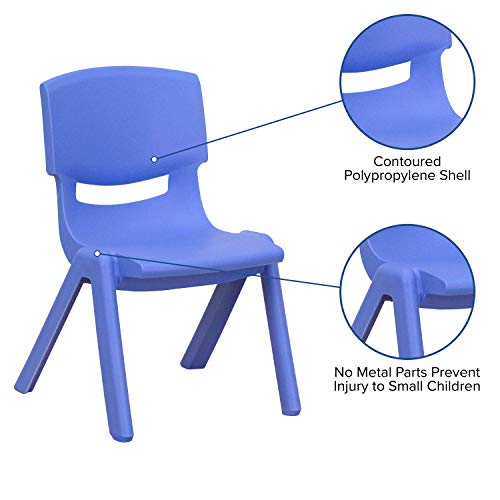 EMMA + OLIVER 2 Pack Blue Plastic Stackable School Chair with 10.5" H Seat, Preschool Chair