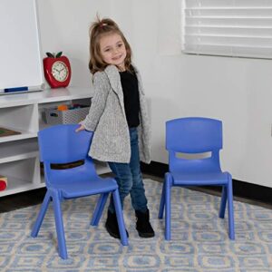 EMMA + OLIVER 2 Pack Blue Plastic Stackable School Chair with 10.5" H Seat, Preschool Chair