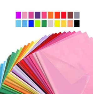 multicolored tissue paper 20″x26″ 100 pack, 25 colors, art tissue for gifts, games, birthdays, easter, mothers day, graduations, gift wrap, crafts, diy paper flowers and more