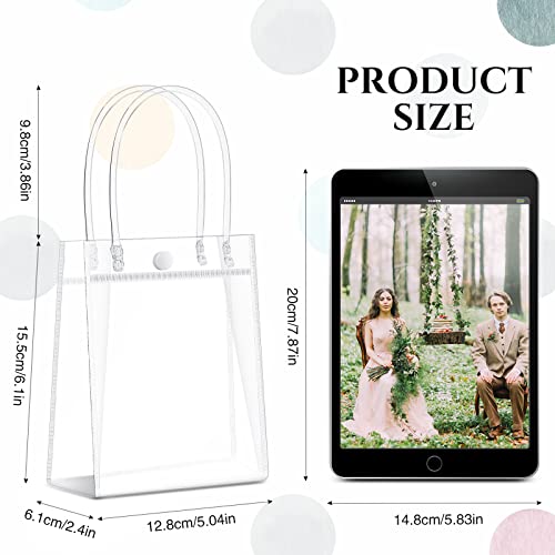 Saintrygo 80Pcs Clear Plastic Gift Bags with Handles Small Transparent PVC Gift Bags Reusable Tote Bags for Shopping Wedding Favor(5.9 x 5.1 x 2.8 Inch)