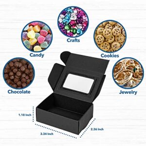 Hasbin Black Small Favor Boxes with Clear Window - 3" x 4" Soap Boxes for Homemade Soap and Candy Boxes for Gift Giving - Paper Small Boxes for Treats - Mini Candy Boxes Packaging (25 Count (Pack of 1))