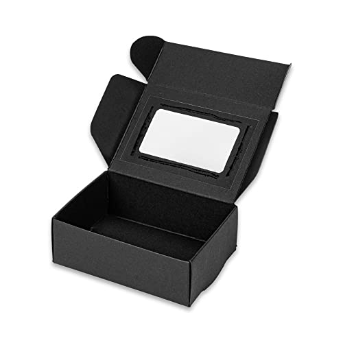 Hasbin Black Small Favor Boxes with Clear Window - 3" x 4" Soap Boxes for Homemade Soap and Candy Boxes for Gift Giving - Paper Small Boxes for Treats - Mini Candy Boxes Packaging (25 Count (Pack of 1))