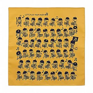 furoshikiya furoshiki wrap cloth fabric, wrapping, gift, bandana, large japanese handkerchief, eco-friendly 100% cotton made in japan, 19.7″ x 19.7″ music yellow