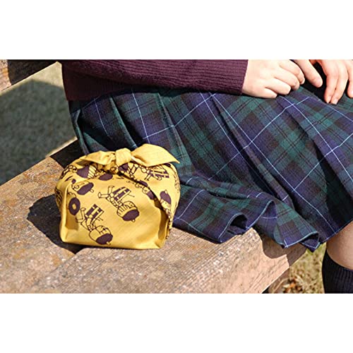 Furoshikiya Furoshiki Wrap Cloth Fabric, Wrapping, Gift, Bandana, Large Japanese Handkerchief, ECO-FRIENDLY 100% Cotton Made in Japan, 19.7" x 19.7" Music Yellow