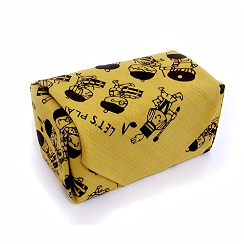 Furoshikiya Furoshiki Wrap Cloth Fabric, Wrapping, Gift, Bandana, Large Japanese Handkerchief, ECO-FRIENDLY 100% Cotton Made in Japan, 19.7" x 19.7" Music Yellow