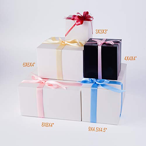 GEFTOL Gift Box 20 Pack 8 x 8 x 4 inches Fold Box Paper Gift Box Bridesmaids Proposal Box for Bridal Birthday Party Christmas（White）