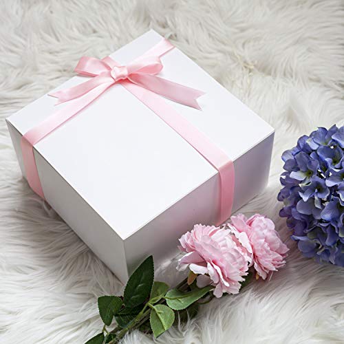 GEFTOL Gift Box 20 Pack 8 x 8 x 4 inches Fold Box Paper Gift Box Bridesmaids Proposal Box for Bridal Birthday Party Christmas（White）