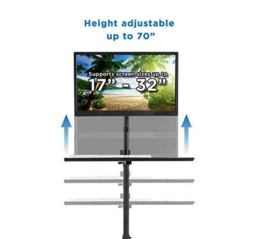 Mount-It! Rolling Computer Cart, Mobile Workstation with Tray Monitor Mount and CPU Holder, Height Adjustable and Mobile Stand for Office and Industrial Use