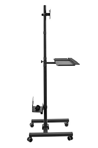 Mount-It! Rolling Computer Cart, Mobile Workstation with Tray Monitor Mount and CPU Holder, Height Adjustable and Mobile Stand for Office and Industrial Use