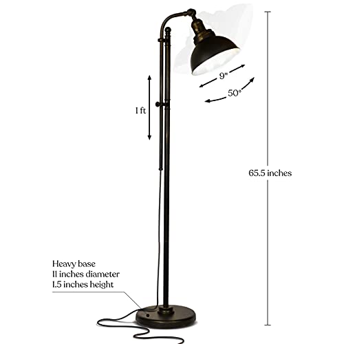 Brightech Dylan Industrial Floor Lamp for Living Rooms & Offices, Bright LED Floor Lamp – Charming Farmhouse Floor Lamp, Adjustable Head Standing Lamp for Bedroom Reading, Stunning Living Room Decor