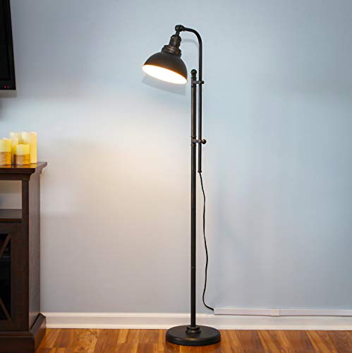 Brightech Dylan Industrial Floor Lamp for Living Rooms & Offices, Bright LED Floor Lamp – Charming Farmhouse Floor Lamp, Adjustable Head Standing Lamp for Bedroom Reading, Stunning Living Room Decor