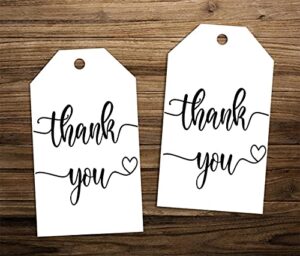 thank you tags with string, pack of 50 thank you gift tags with 10 meter jute twine string