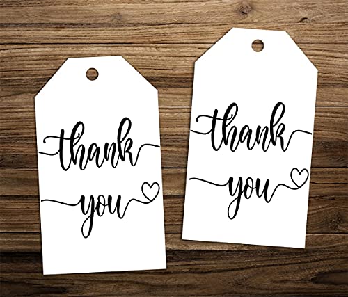 Thank You Tags with String, Pack of 50 Thank You Gift Tags with 10 Meter Jute Twine String