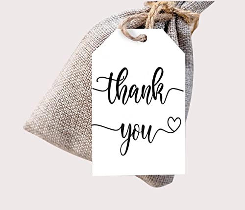 Thank You Tags with String, Pack of 50 Thank You Gift Tags with 10 Meter Jute Twine String