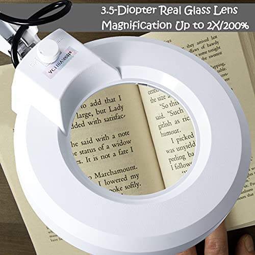 Innqoo LED Floor Lamp, LED Esthetician Light, Magnifying Glass with Light, Lighted Magnifier for Reading, Crafts & Pro Tasks, Adjustable & Dimmable