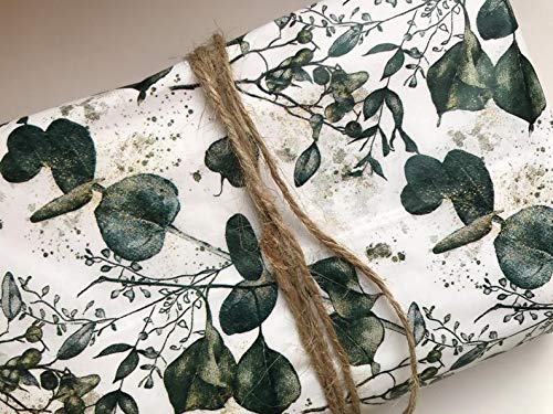 InsideMyNest Eucalyptus Botanical Tissue Paper Sheets 30x20 Gift Wrap Box Filler (50)