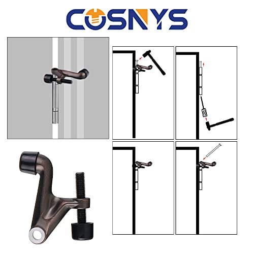 Cosnys 2 Pack Hinge Pin Door Stopper,Adjustable Heavy Duty Door Hinge Stopper 2-3/8"x15/16"Convenient Door Stopper for Door Hinges,with Black Rubber Bumper Tips,Easy Installation