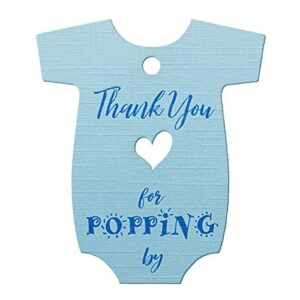 summer-ray 50pcs blue baby onesie baby shower favor thank you tags thank you for popping by