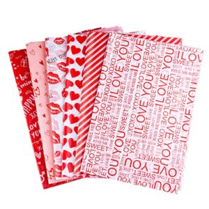 CHRORINE 60 Sheets Valentines Tissue Paper 6 Designs Gift Wrapping Paper for Valentine's Day, Wedding Party Crafts Decor