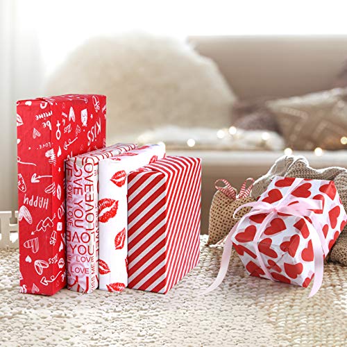 CHRORINE 60 Sheets Valentines Tissue Paper 6 Designs Gift Wrapping Paper for Valentine's Day, Wedding Party Crafts Decor