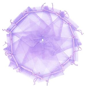 wudygirl 100pcs 3.9 by 4.7 inches organza bags drawstring wedding party favor jewelry perfume storage sachets soaps marbles coins buttons gift bag(lilac 3×4)