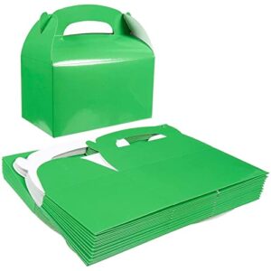 pack of 24 paper treat boxes – gable favor boxes – fun party play goodie boxes – 2 dozen bright green birthday party shower loot gift boxes – 24 count – 6.2 x 3.5 x 3.6 inches
